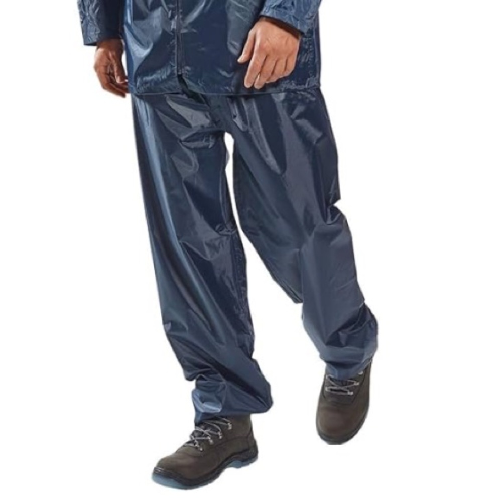 Portwest Men's Waterproof Rain Pants Navy Lightweight Adjustable Overpants AA
